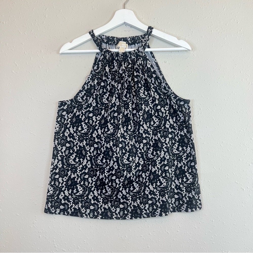Michael Kors Women’s Lace Print Sleeveless Black And White Top Sz Medium NWT